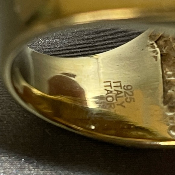 Itor Italy Sterling Silver 925 Vintage Wide Heavy Sz 7 Ring Gold Overlay. - Picture 4 of 12